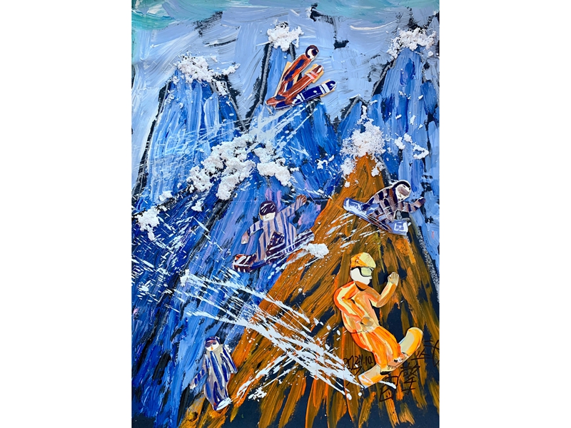 武擎图《高山滑雪》